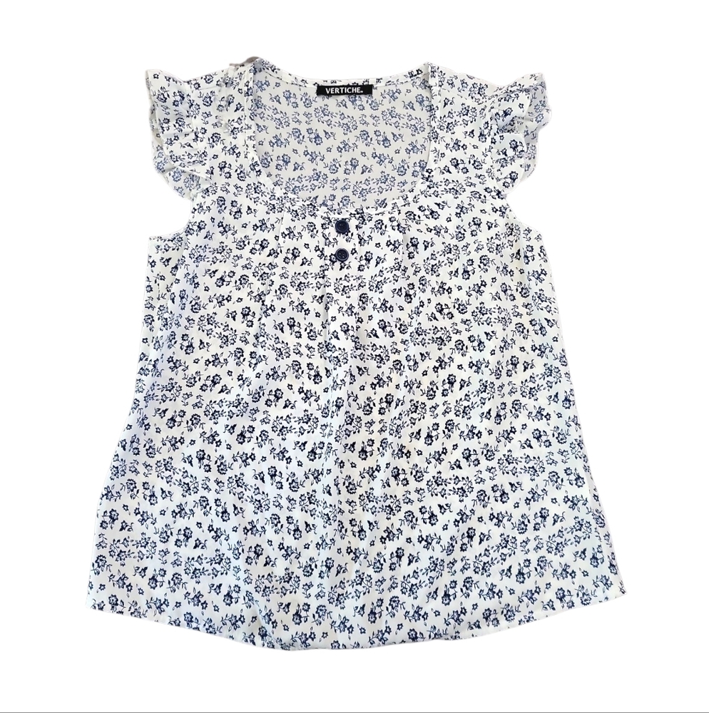 Vero Moda Navy and White Floral Blouse